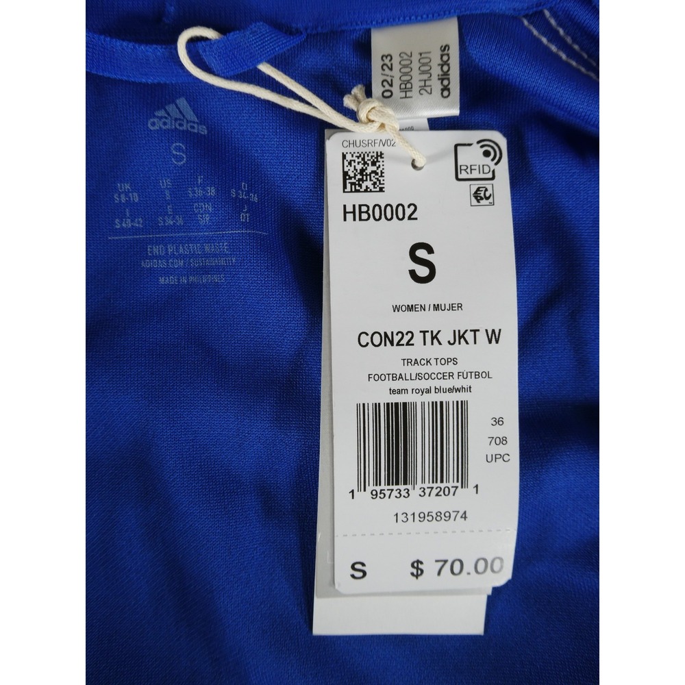 Adidas Women's Track Top HB0002 Royal Blue Size S Full Zip Athletic Jacket - Picture 10 of 10